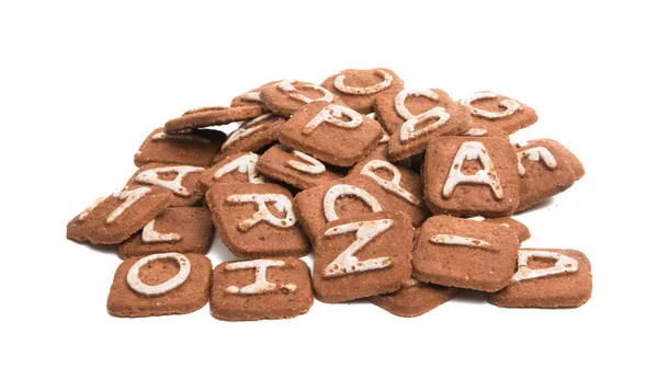 Biscotti con lettere isolate — Foto Stock
