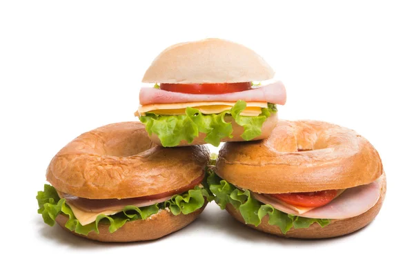 Bun with cheese and ham isolated — Stock Photo, Image