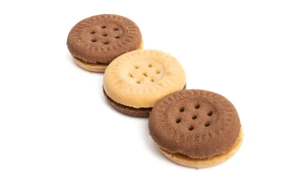 Biscoito duplo com chocolate isolado — Fotografia de Stock