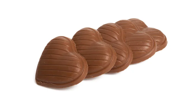 Corações de chocolate isolados — Fotografia de Stock