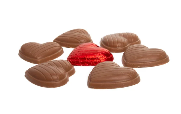 Corazones de chocolate aislados —  Fotos de Stock