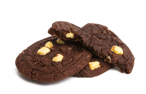 Biscotti americani al cioccolato con cioccolato bianco isolato — Foto Stock