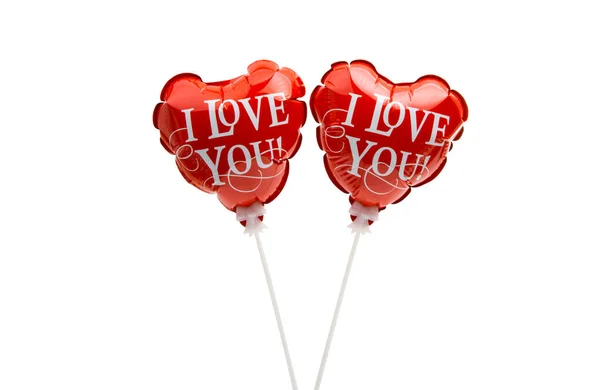 Valentine`s day foil hearts balls isolated — Φωτογραφία Αρχείου