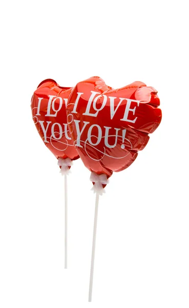 Valentijnsdag folie harten ballen geïsoleerd — Stockfoto