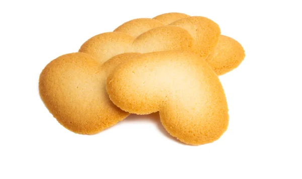 Tereyağlı kurabiye kalpler izole — Stok fotoğraf