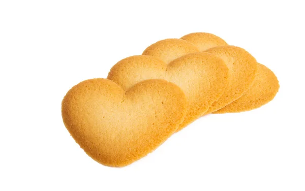 Biscuits au beurre coeurs isolés — Photo