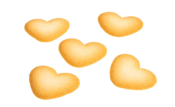 Galletas de mantequilla corazones aislados —  Fotos de Stock