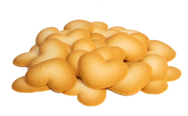 Manteiga biscoitos corações isolados — Fotografia de Stock