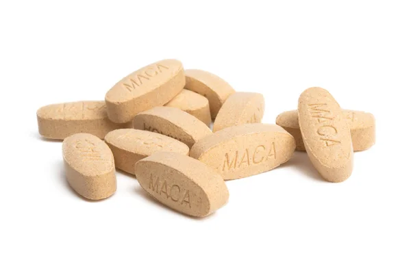 Maca capsules isolated — Stock Photo, Image