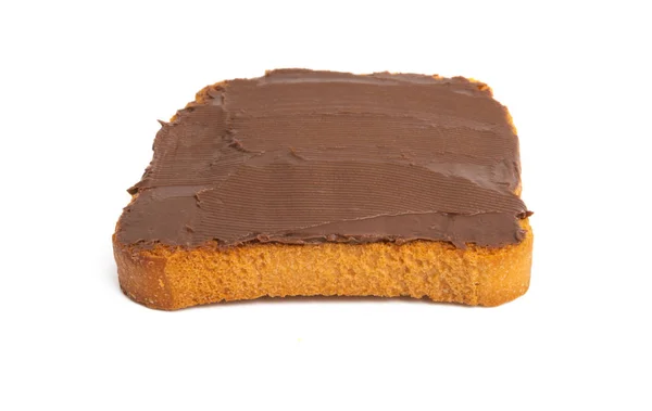 Chleb z czekoladowy krem na białym tle — Zdjęcie stockowe