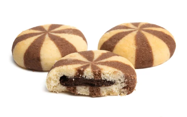 Koekjes met chocolade room geïsoleerd — Stockfoto