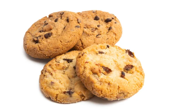 Cookies com gotas de chocolate isoladas — Fotografia de Stock