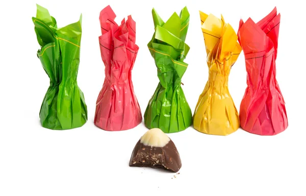 Chocolate candies in a wrapper — Stock Photo, Image