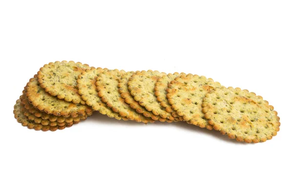 Gesalzener Cracker mit Kräutern isoliert — Stockfoto