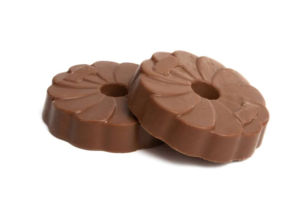 Chocolade Koekje Geïsoleerd Witte Achtergrond — Stockfoto