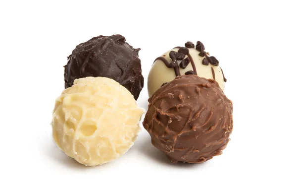 Chocolade Truffels Geïsoleerd Witte Achtergrond — Stockfoto