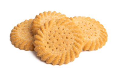 Beyaz arkaplanda izole edilmiş tereyağlı kurabiyeler