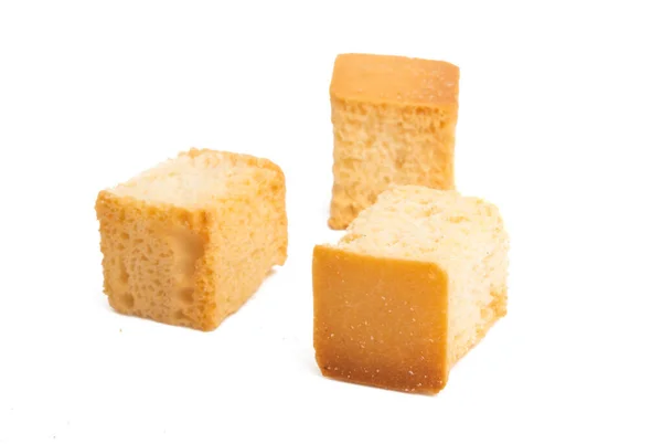 Crouton Cubes Isolated White Background — Stock Photo, Image