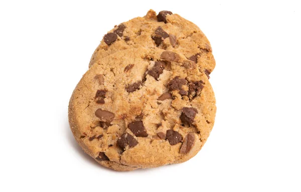 Cookie Csokoládé Cseppek Elszigetelt Fehér Alapon — Stock Fotó