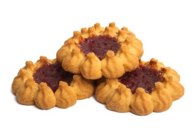 Beyaz arkaplanda izole edilmiş reçelli çerez