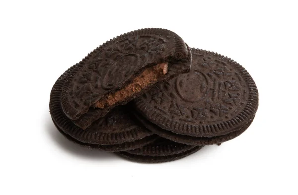Dvojité Čokoládové Sušenky Izolované Bílém Pozadí — Stock fotografie