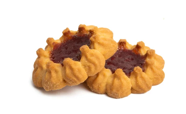 Kekse Mit Marmelade Isoliert Auf Weißem Hintergrund — Stockfoto