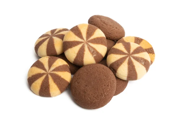 Čokoládové Sušenky Izolované Bílém Pozadí — Stock fotografie
