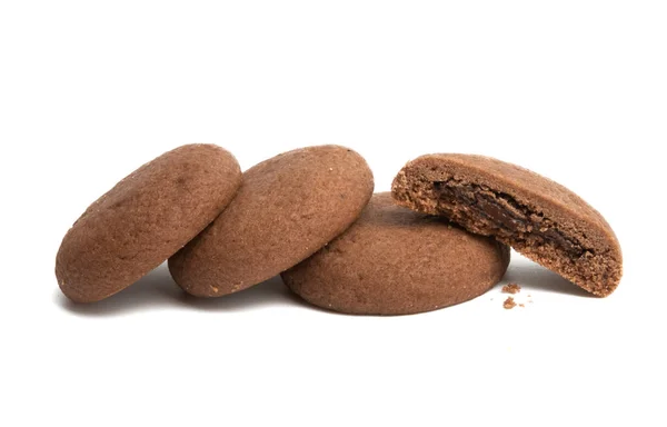 Chocolade Koekje Geïsoleerd Witte Achtergrond — Stockfoto