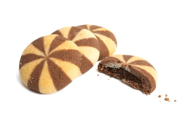 Biscuit Chocolat Isolé Sur Fond Blanc — Photo