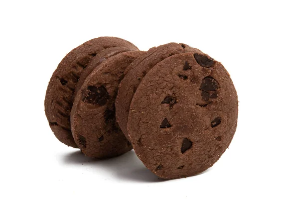 Sušenky Čokoládovými Kapkami Čokoládovou Smetanou Izolované Bílém Pozadí — Stock fotografie