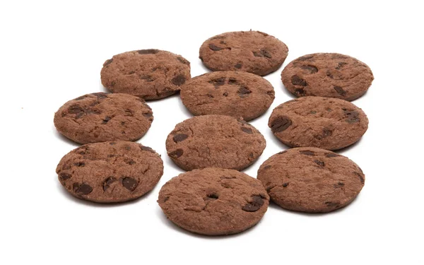 Galletas Con Gotas Chocolate Crema Chocolate Aislado Sobre Fondo Blanco — Foto de Stock