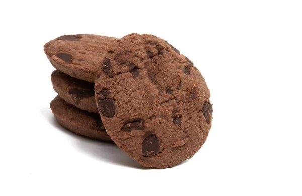 Sušenky Čokoládovými Kapkami Čokoládovou Smetanou Izolované Bílém Pozadí — Stock fotografie
