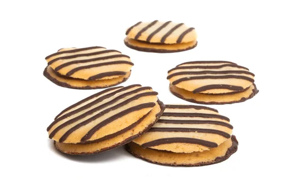 Gestreepte Cookie Geïsoleerd Witte Achtergrond — Stockfoto