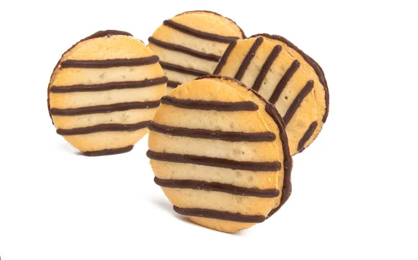 Gestreifter Keks Isoliert Auf Weißem Hintergrund — Stockfoto