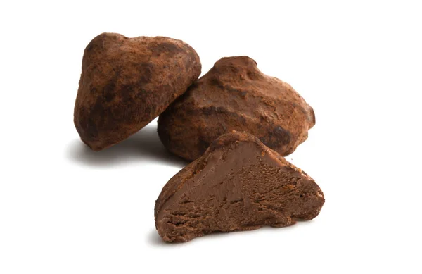 Chocolade Truffels Geïsoleerd Witte Achtergrond — Stockfoto