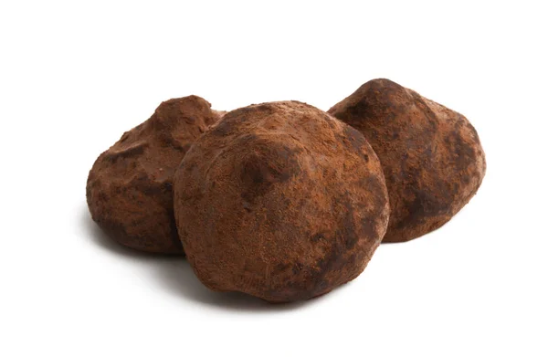 Chocolade Truffels Geïsoleerd Witte Achtergrond — Stockfoto