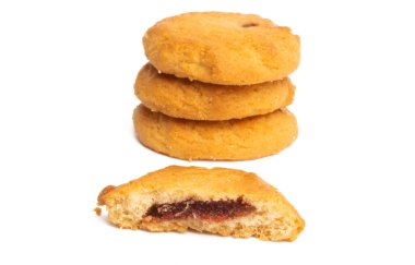 Beyaz arkaplanda meyveli çerezler