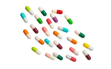 tıbbi kapsüller beyaz arkaplanda izole