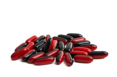 tıbbi kapsüller beyaz arkaplanda izole