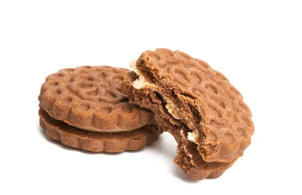 Dupla Cookie Elszigetelt Fehér Háttér — Stock Fotó