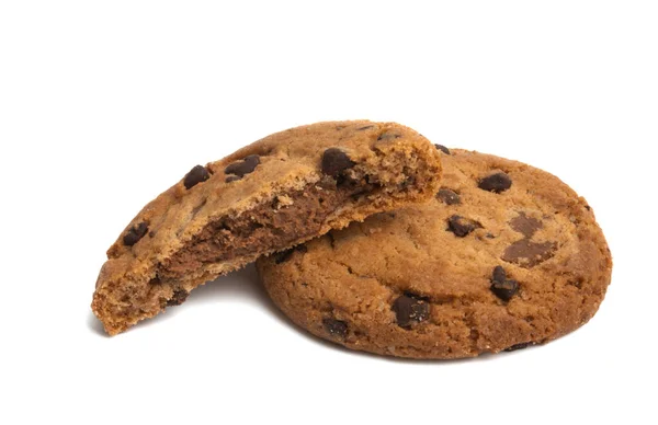白い背景にチョコレートドロップで隔離されたクッキー — ストック写真