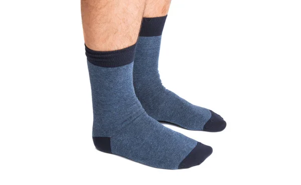 Male Legs Socks Isolated White Background — Stock Photo, Image