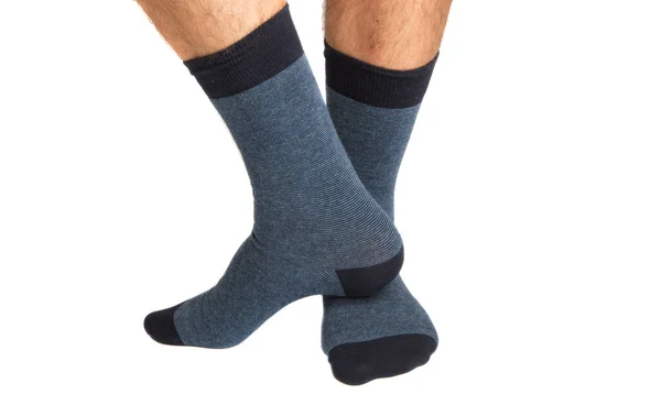 白い背景に隔離された靴下の男性の足 — ストック写真