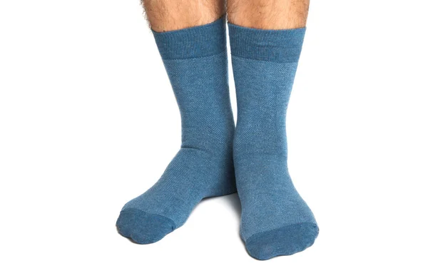 Männliche Beine Socken Isoliert Auf Weißem Hintergrund — Stockfoto