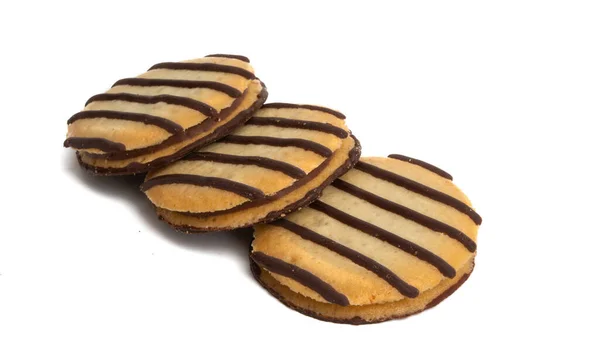 Randiga Cookies Isolerade Vit Bakgrund — Stockfoto