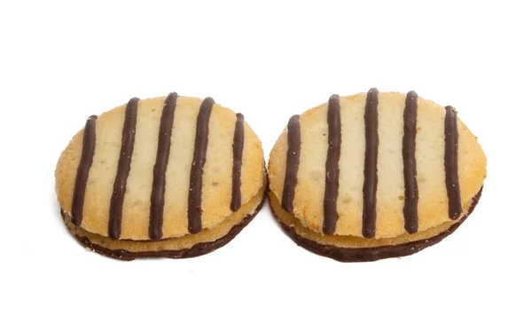 Randiga Cookies Isolerade Vit Bakgrund — Stockfoto