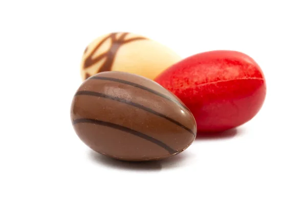 Huevos Pascua Chocolate Aislados Sobre Fondo Blanco —  Fotos de Stock