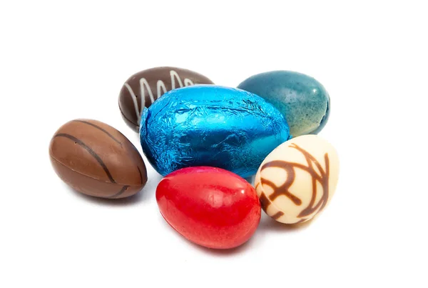 Schokolade Ostereier Isoliert Auf Weißem Hintergrund — Stockfoto