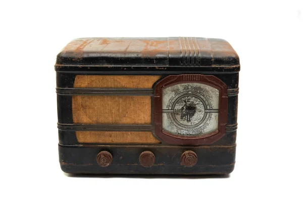 Retro Radio Geïsoleerd Witte Achtergrond — Stockfoto