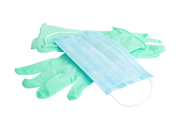 Medisch Masker Met Handschoenen Geïsoleerd Witte Achtergrond — Stockfoto